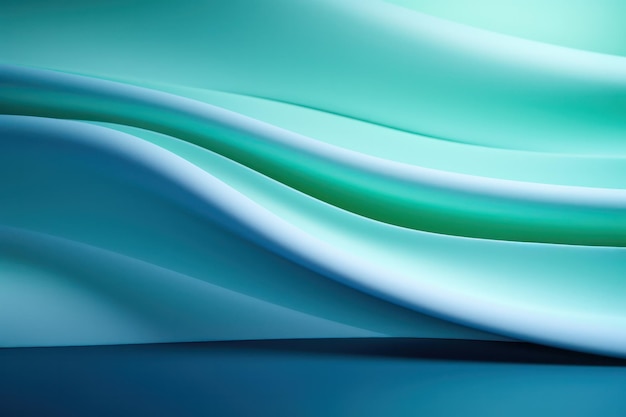 Dimensioni vibranti Rendering 3D astratto in verde e blu, un'affascinante interazione di colori e profondità