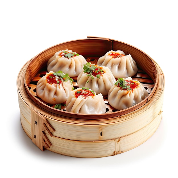 Dimsum su sfondo bianco