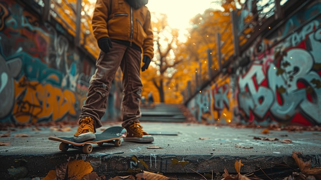 Dinamico skatepark urbano vivo con il suono delle ruote su skateboarder in cemento che eseguono trucchi