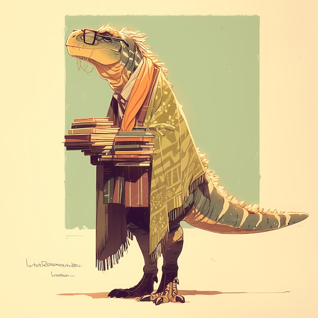 Dinosauro intellettuale il migliore amico dei bibliotecari