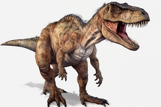 Dinosauro Rex isolato su sfondo bianco IA generativa