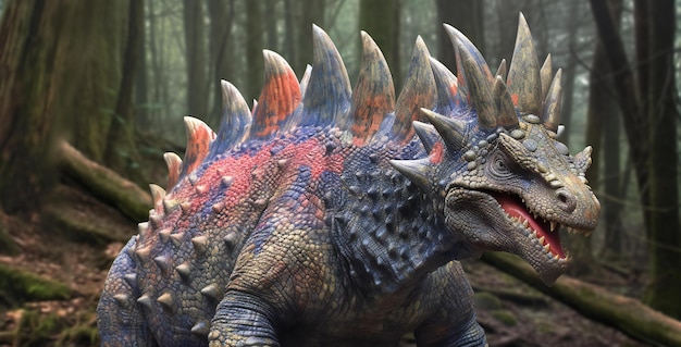 Dinosauro Styracosaurus nella foresta