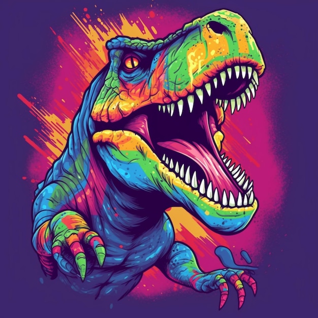 Dinosauro Trex colorato in stile pop art