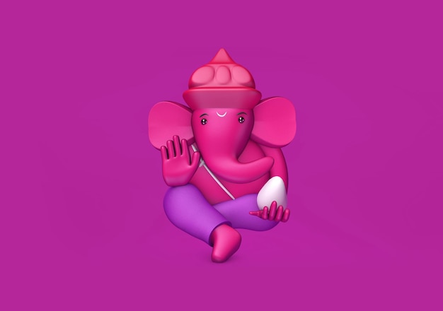 Dio indù Ganesha Statua indù sanatan Religione Festival Concept Dio elefante 3D Render immagine illustrativa