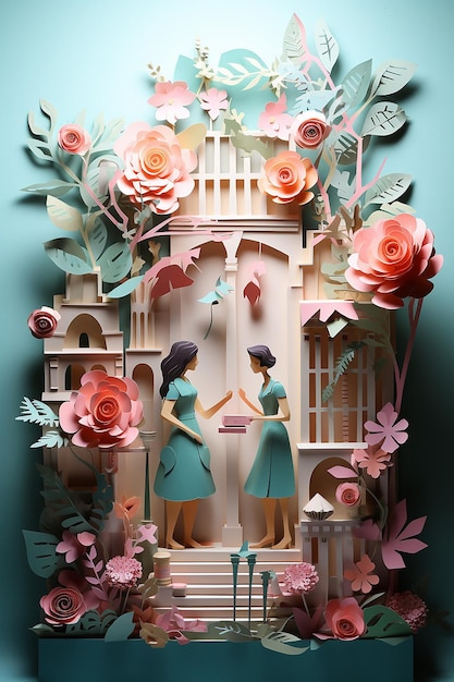 Diorama di carta a strati per la Giornata della Donna