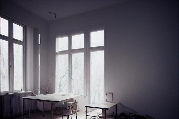 Dipingere pareti e pavimenti durante la ristrutturazione dell'appartamento migliorando gli interni in una piccola stanza