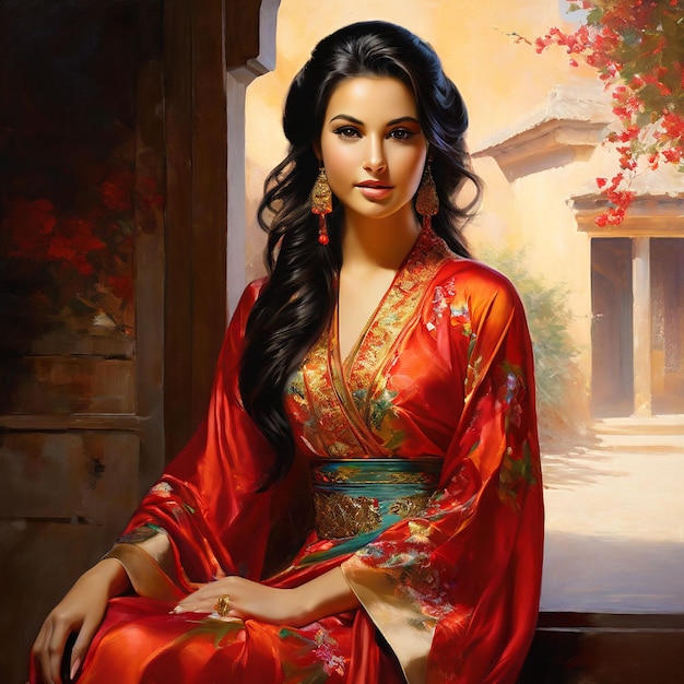 Dipingete un ritratto di una donna araba.