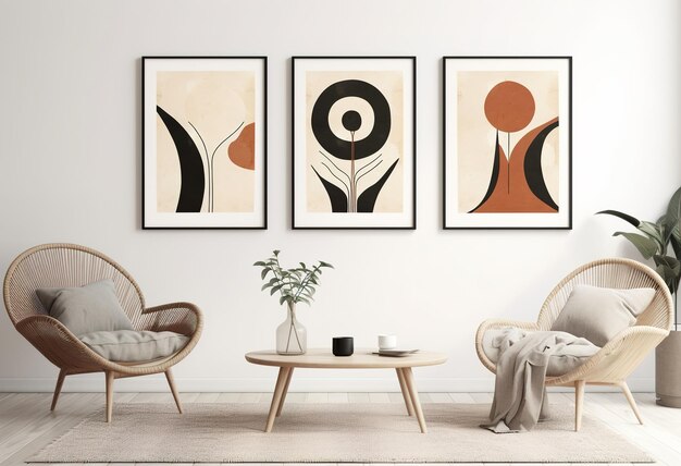 dipinti con cornice in stile boho design interno minimalista