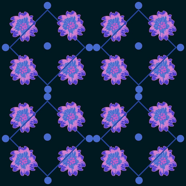 Dipinto con fiori colorati illustrazione del modello per la produzione di carta da parati in tessuto per bambini