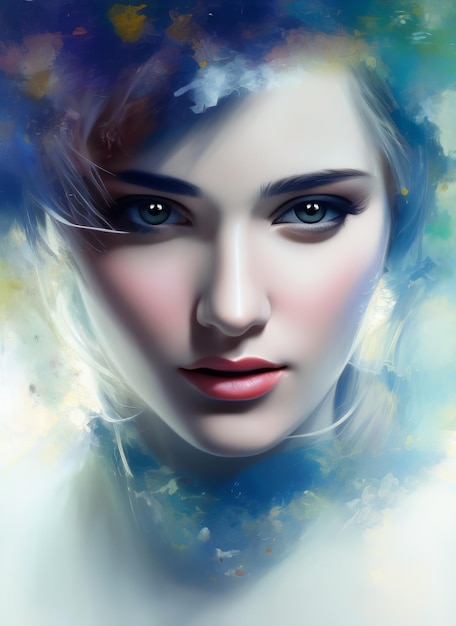 Dipinto del volto di una bella donna, Ritratto di una bella donna.