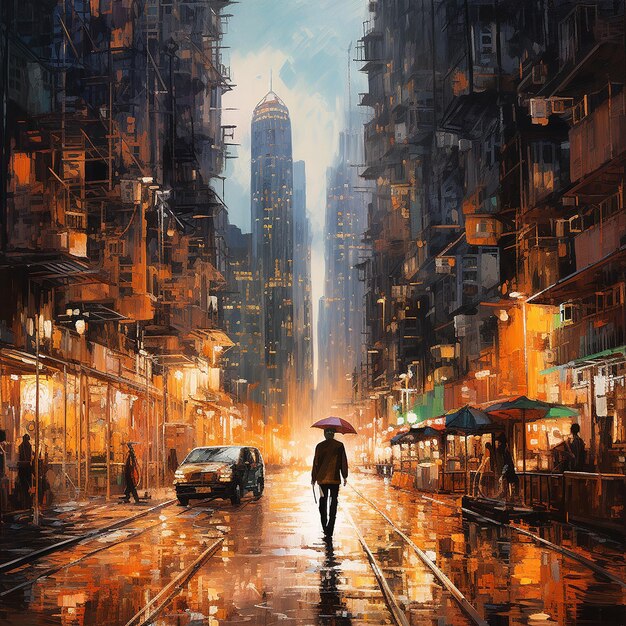 dipinto della città di Hong Kong