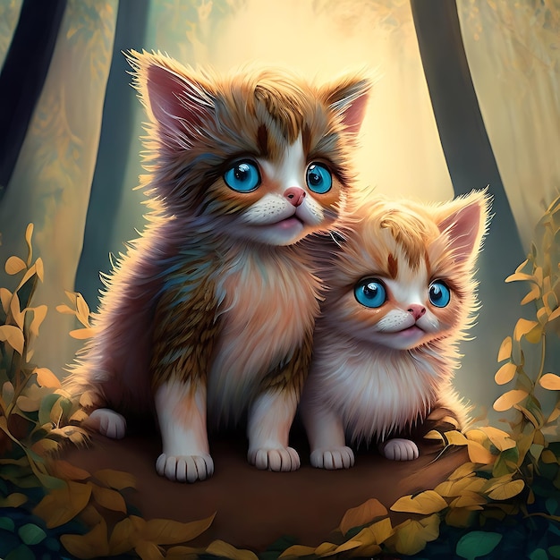 dipinto di alcuni adorabili gattini coccolati AI generativa