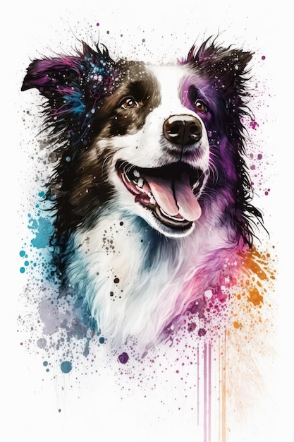 Dipinto di cane con sfondo colorato IA generativa