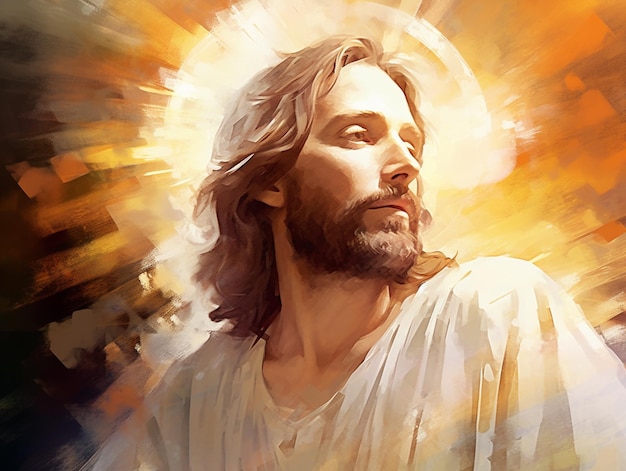 dipinto di Gesù con un alone di luce generativa ai