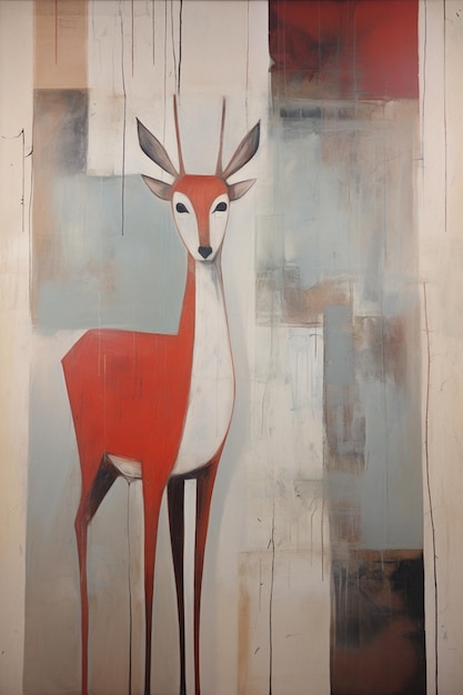 dipinto di un cervo con il naso rosso e il corpo bianco generativo ai