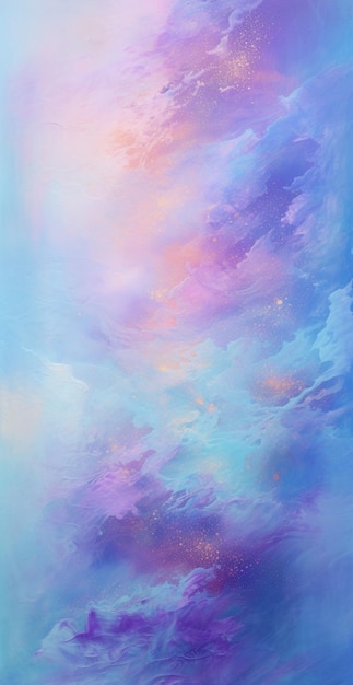 dipinto di un cielo blu e viola con alcune nuvole generative ai