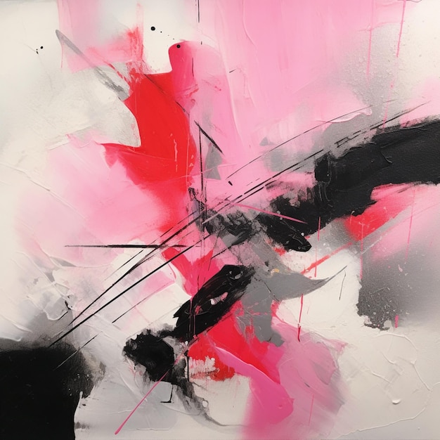 Dipinto di un dipinto astratto nero e rosa con uno sfondo bianco e nero ai generativo