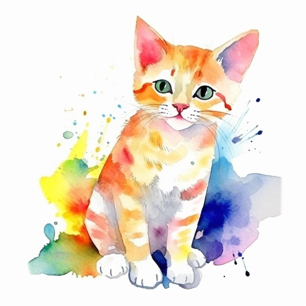 dipinto di un gatto con uno sfondo colorato generativo ai