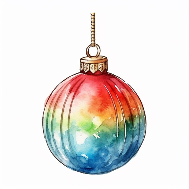 dipinto di un ornamento natalizio colorato appeso a un filo ai creativo