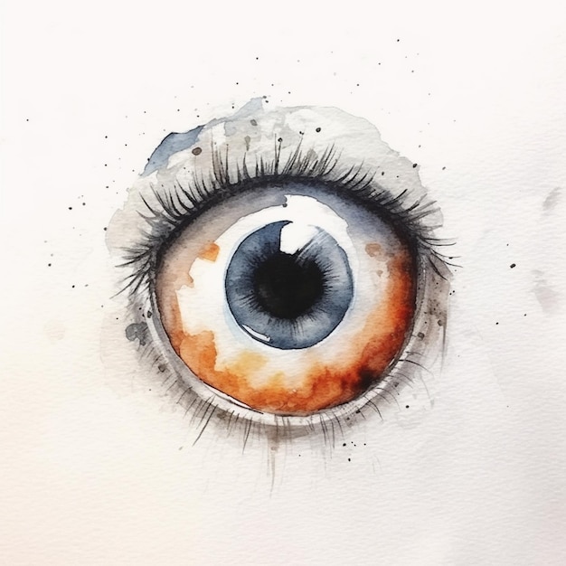 dipinto di un primo piano di un occhio azzurro con uno sfondo bianco ai generativa