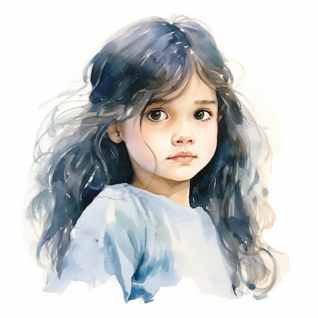 dipinto di una giovane ragazza con i capelli lunghi e gli occhi azzurri generativ ai