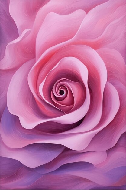 dipinto di una rosa rosa con uno sfondo viola generativo ai