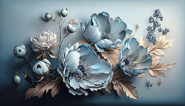 Dipinto floreale ad olio stampa botanica su tela biglietto d'auguri concetto di natura IA generata