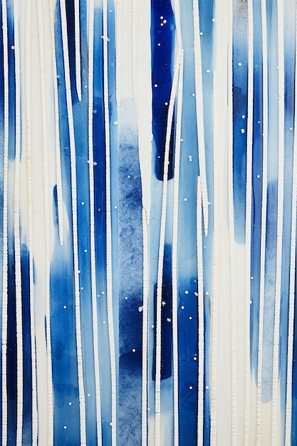 dipinto murale astratto blu e bianco dell'artista