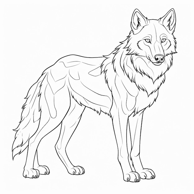 Dire Wolf disegno carino affascinante libro da colorare kawaii line art