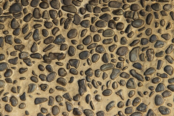 Foto direttamente sopra il colpo di ciottoli sulla spiaggia