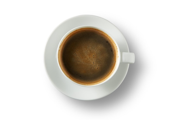 Direttamente sopra la tazza di caffè sul tavolo