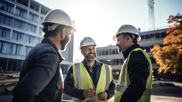 Direttore dei lavori che parla del progetto architettonico in cantiere