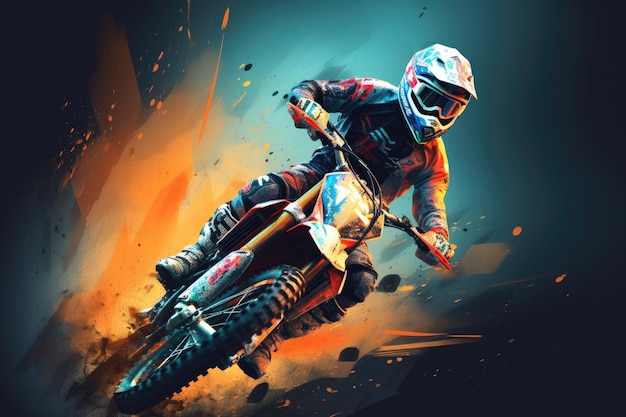 Dirt bike rider Supercross Sport concept bella azione di salto in moto