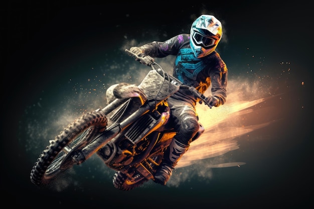 Dirt bike rider Supercross Sport concept bella azione di salto in moto