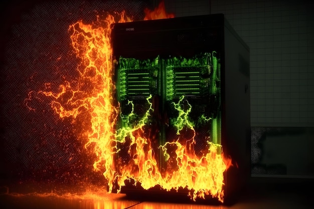 Disastro nella sala server o nel magazzino del data center in caso di incendi La rete neurale ha generato l'arte