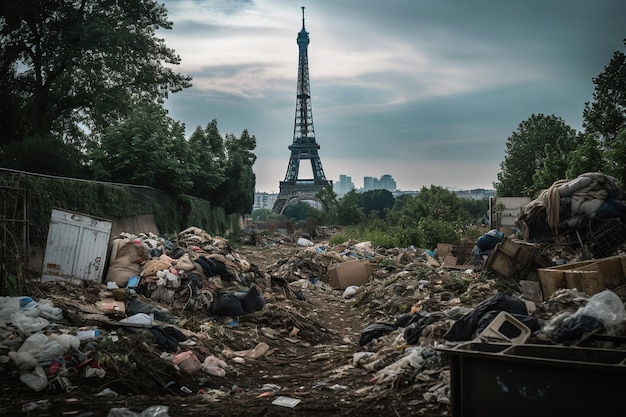 Discarica di spazzatura a Parigi, Francia