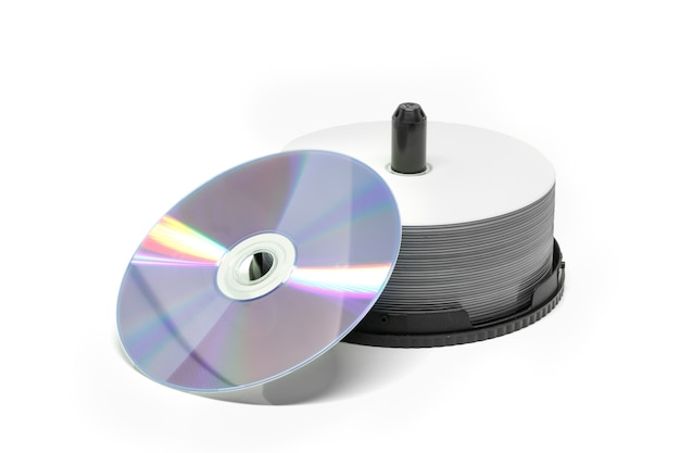 Disco DVD CD su sfondo bianco.