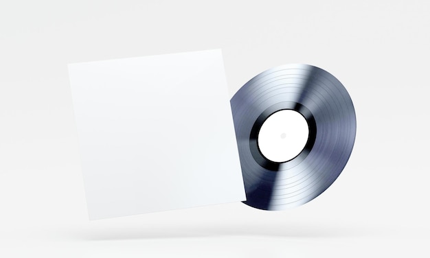 Disco in vinile galleggiante con copertina vista frontale Mockup