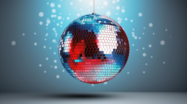 Discoball su sfondo grigio blu e rosso