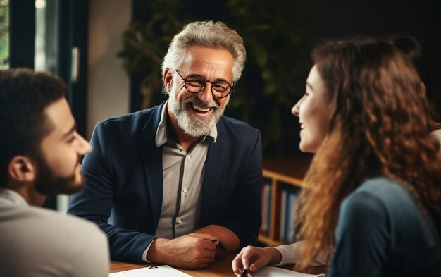 Discussione informale casuale del professore barbuto