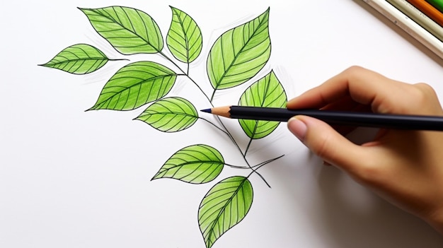 disegna linee continue di foglie con linee semplici