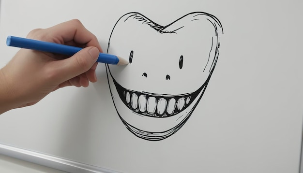 disegnare a mano un dente sulla lavagna