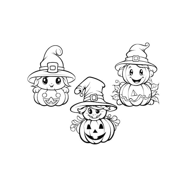 disegnato a mano zucca carina halloween pagina da colorare illustrazione generativa ai