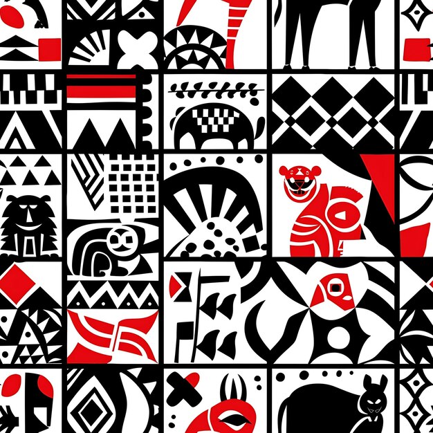 Disegni di Chewa del Malawi con forme geometriche e piastrelle stilizzate senza cuciture inchiostro di design artistico nazionale