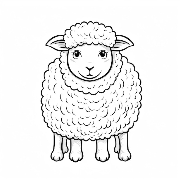 Disegni di pecore contorno animale libro da colorare piatto kawaii arte animale
