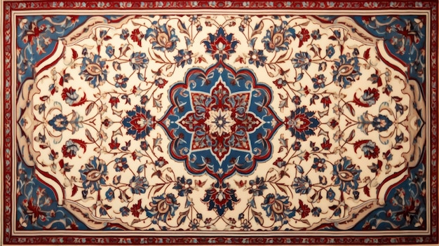 Disegni geometrici nel design di un tappeto persiano ornato tradizionale creato con la tecnologia Generative AI
