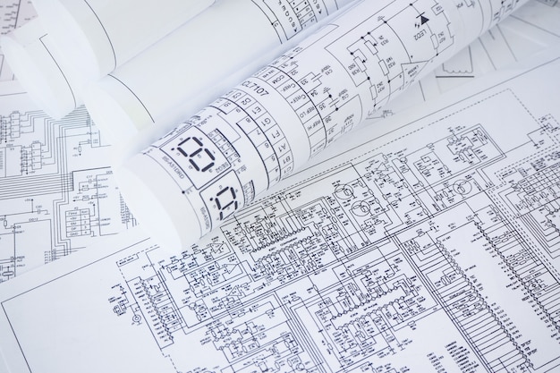 Disegni stampati di circuiti elettrici.