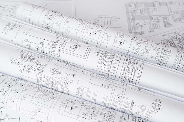 Disegni stampati di circuiti elettrici.