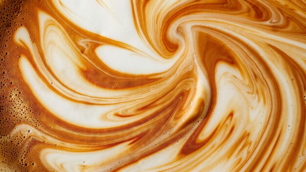 Disegni vorticosi in un latte appena preparato