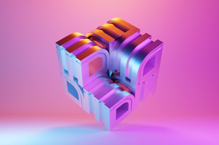 Foto disegno 3d astratto sullo sfondo colorato rendering 3d di forma liscia sotto colore al neon
